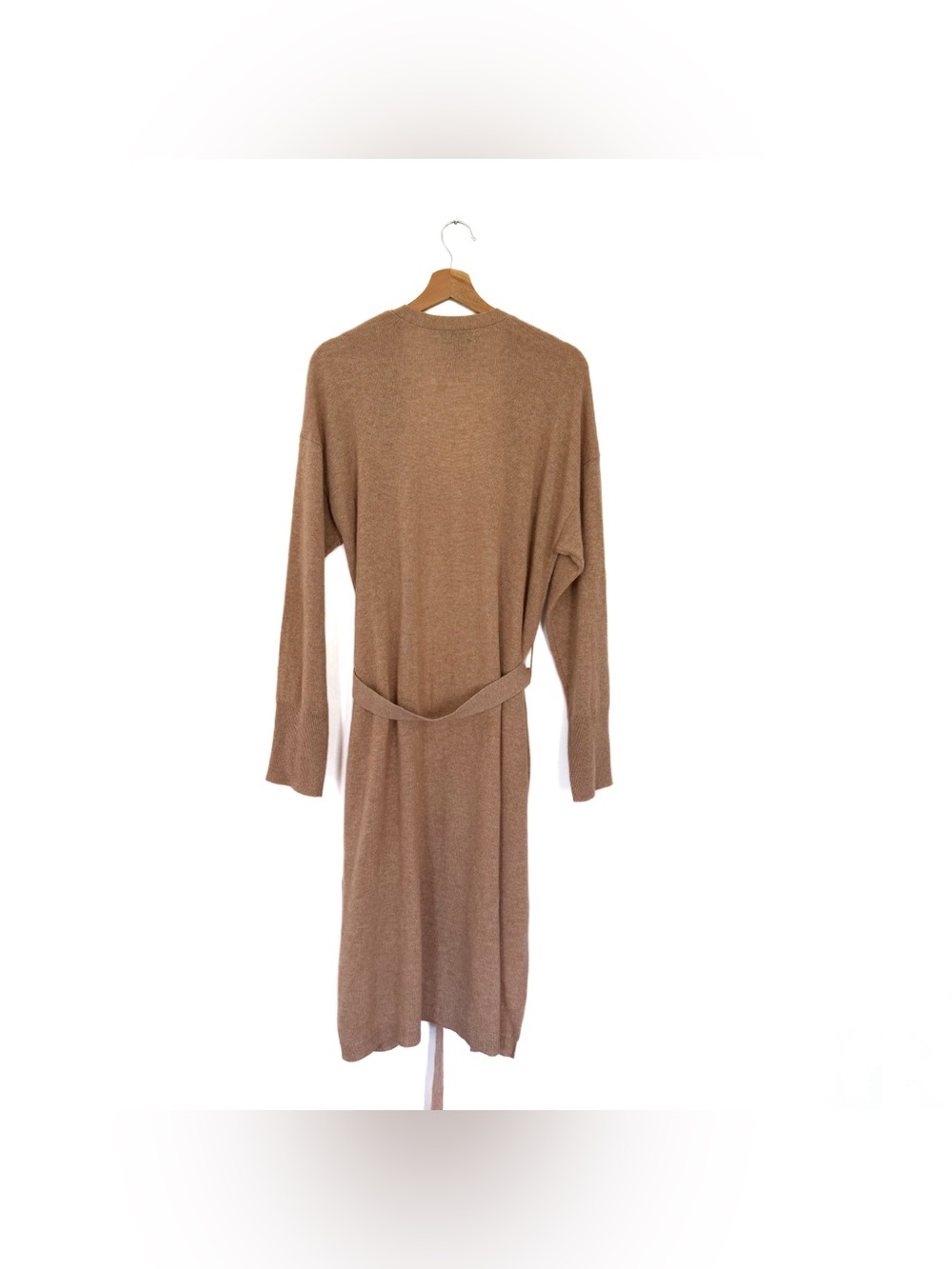 Charter Club 100% Cashmere Tan Luxury Longline Sweater Cardigan Belted Pockets - Picture 5 of 5